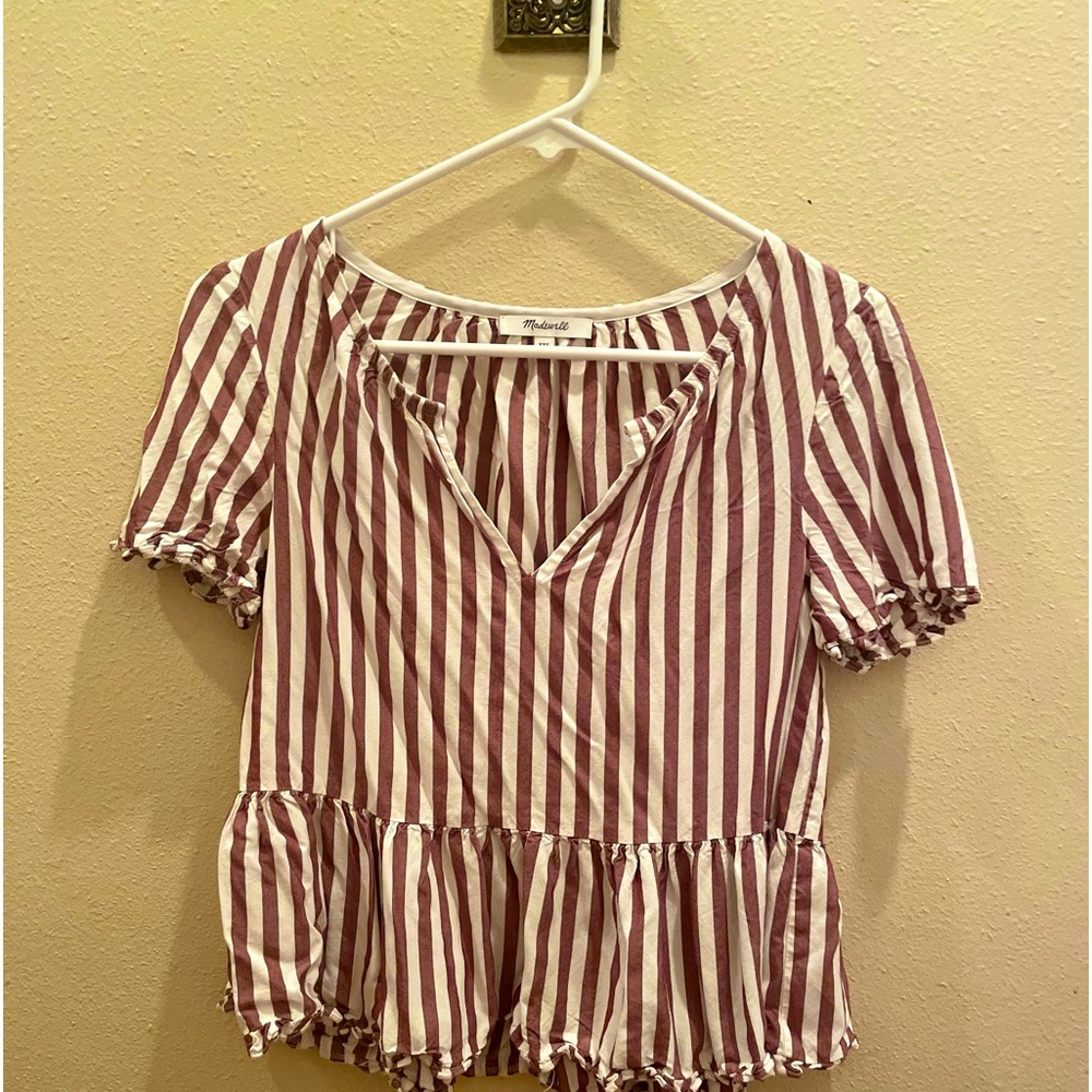 Madewell stanza ruffle hem top size xxs
